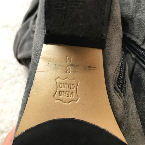 Suede Grey Booties with side flower detail - Picture 3 of 5