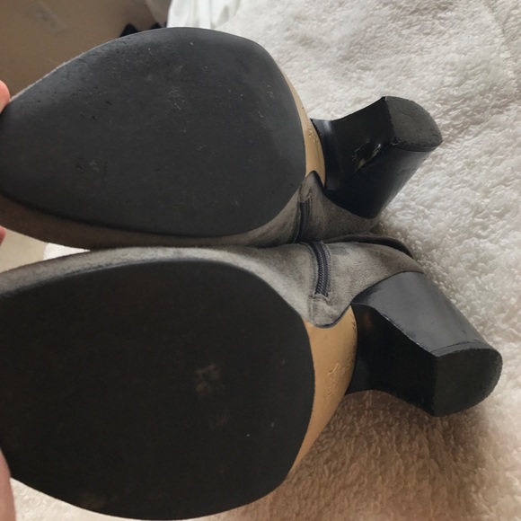 Suede Grey Booties with side flower detail - Picture 4 of 5