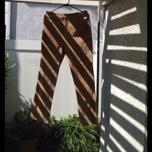 Chico's suede leather boot pants in tan leather.