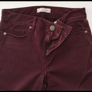 Maroon colored skinny jeans