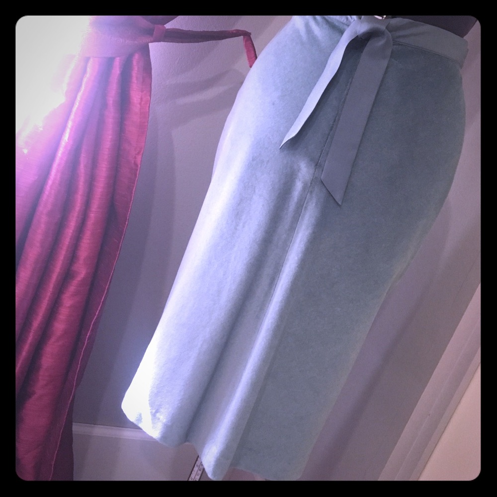 Gorgeous velveteen pale green blue skirt
