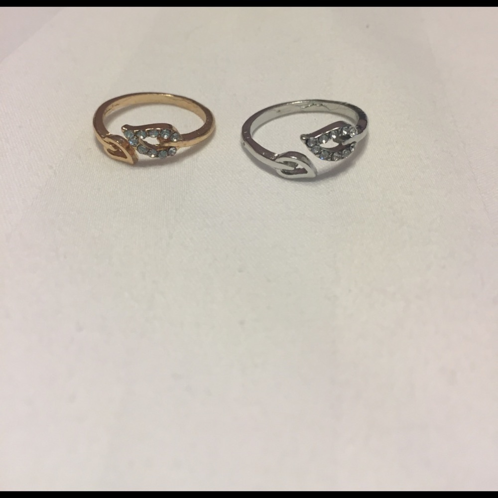 Rhinestone open Leaf Ring Gold or Silver - Picture 4 of 8