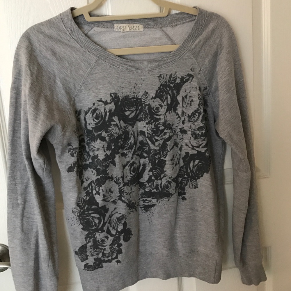 Grey flower printed sweater