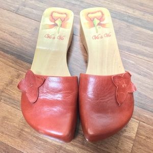 NEW wooden heel mules/clogs