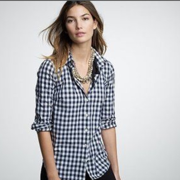 J. Crew Tops - JCrew cotton gingham button down shirt. Size 8