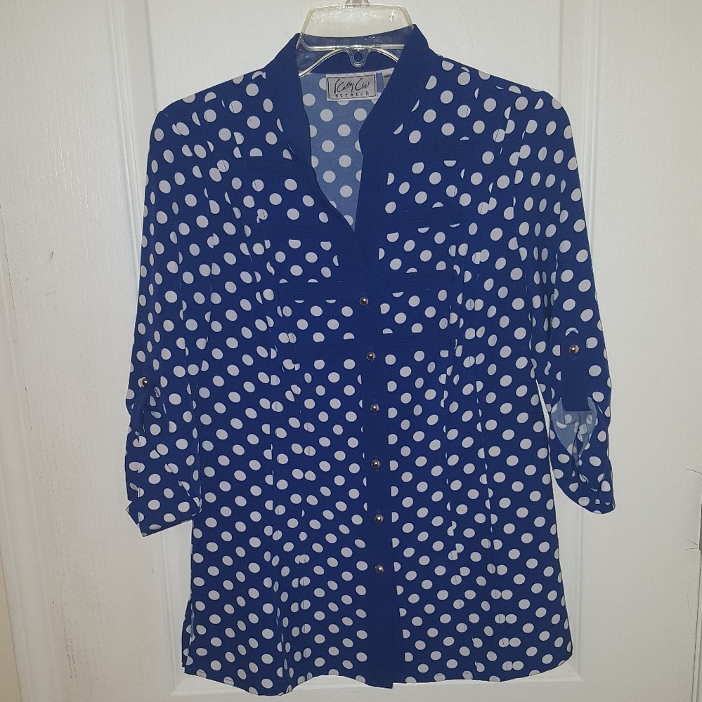 Blue polka dot blouse!