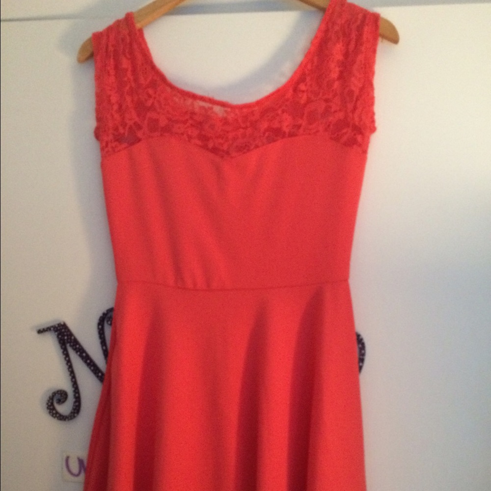 Coral color spring Mini dress