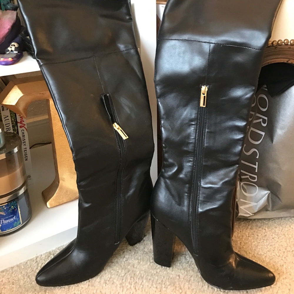 Over the knee leather Calvin Klein boots