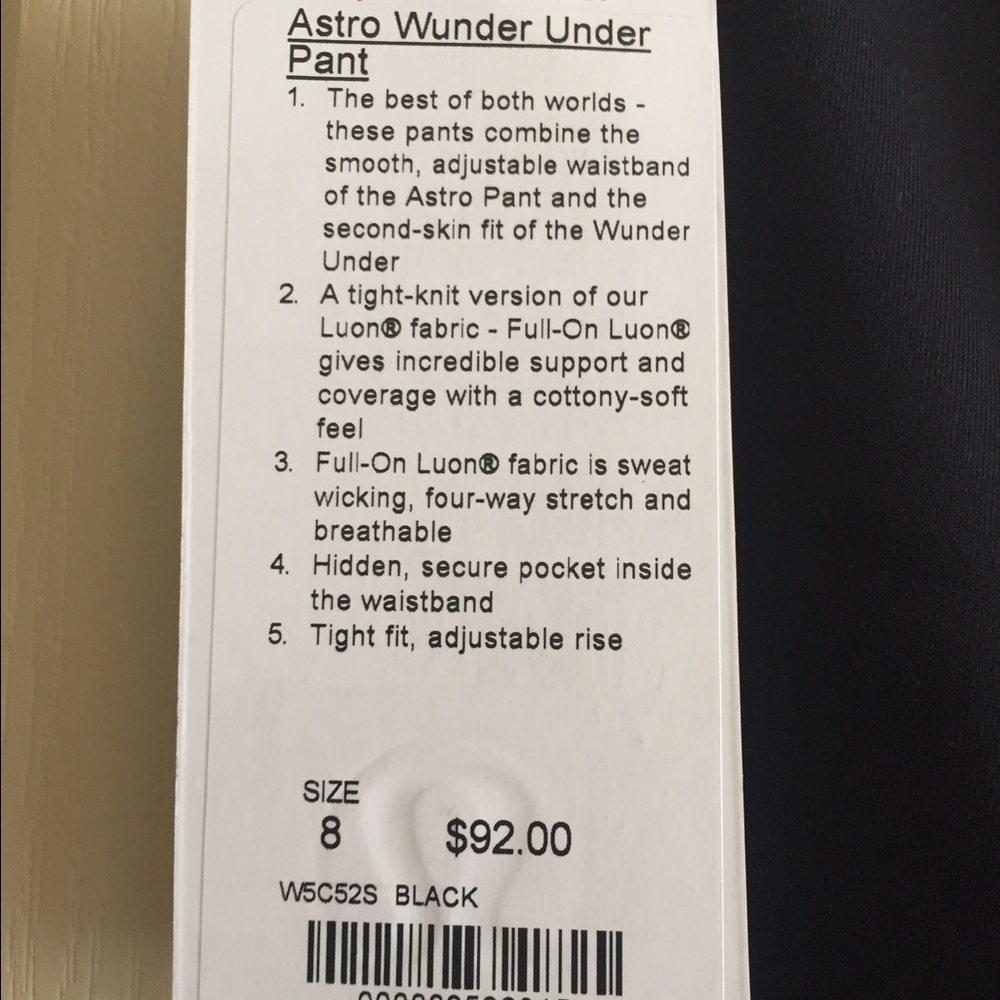 NWT Lululemon Astro wunder under pants, sz 8 - Picture 2 of 4