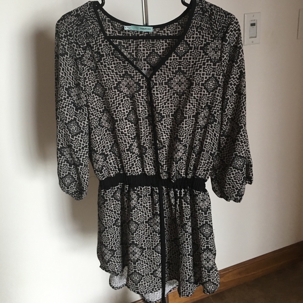 Black & Cream Patterned Tunic