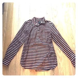 Striped poplin Henley from J.Crew