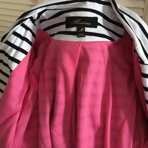 Monteau black and white front button blazer lined - Picture 4 of 4