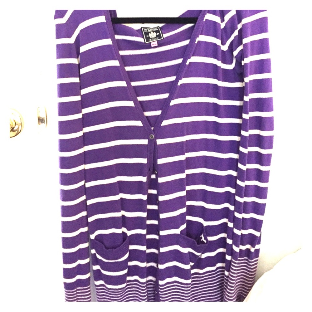 VS PINK Purple/White Striped cardigan