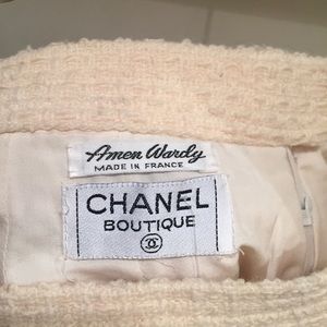 Authentic Chanel ivory tweed skirt