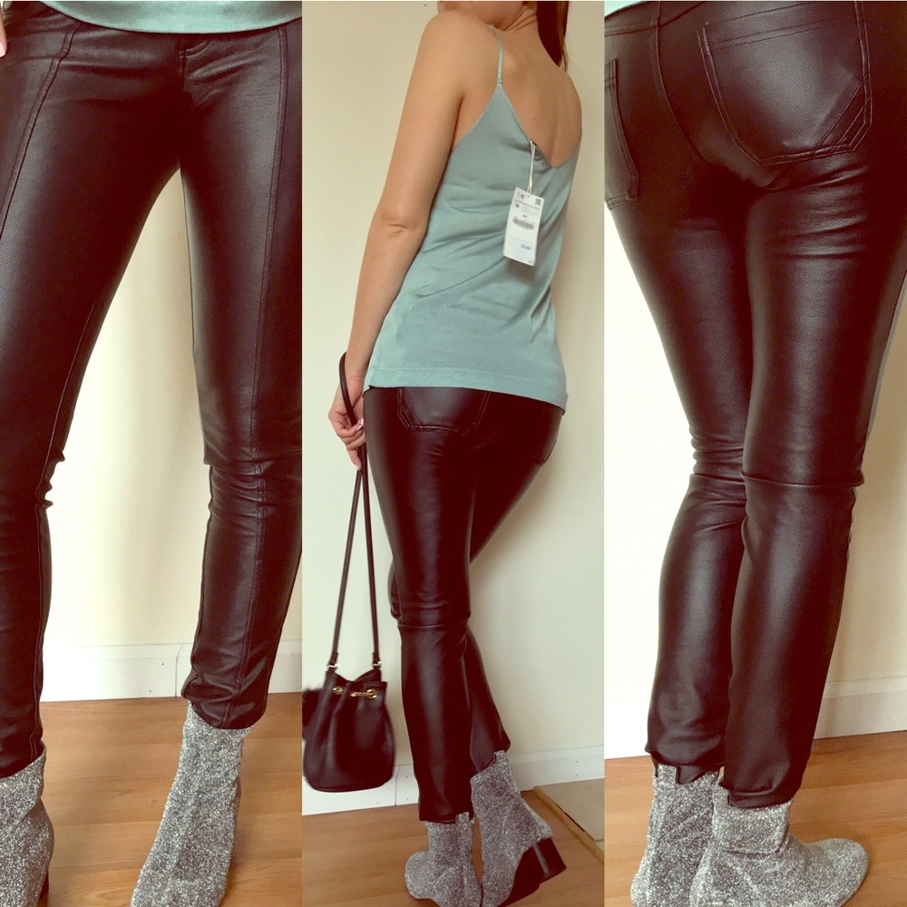 Faux leather pants.