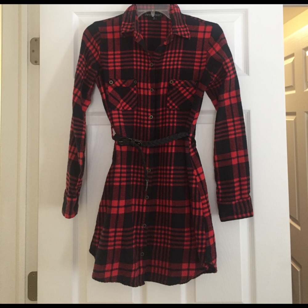 Red and black plaid dress