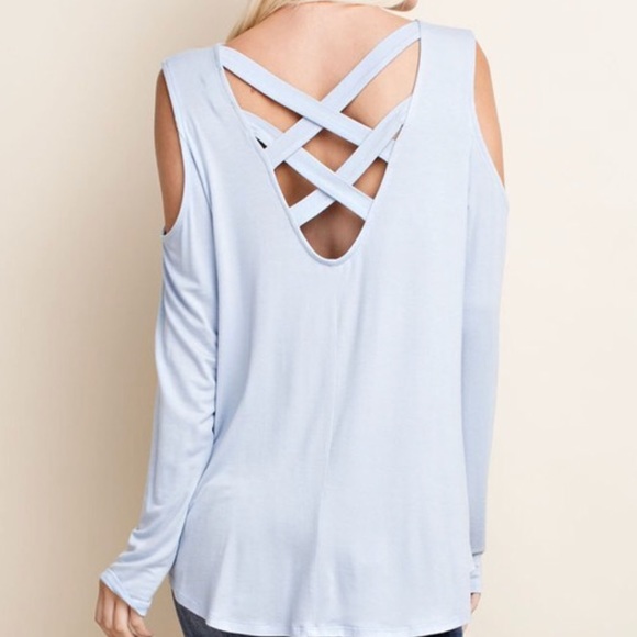 Criss Cross Back Cold Shoulder Top☃️Sale 1 Left - Picture 3 of 6