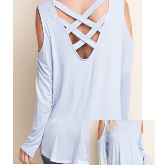 Criss Cross Back Cold Shoulder Top☃️Sale 1 Left - Picture 2 of 6
