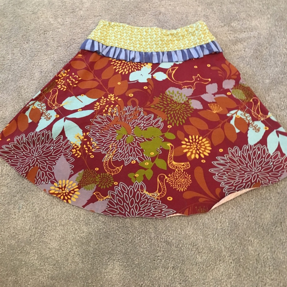 A skirt with three different patterns