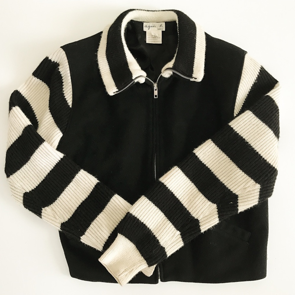 Agnes B. Wool Striped Bomber Jacket - Paris