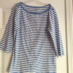 Striped boat neck tee shirt 3/4 sleeve