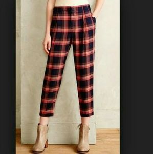 Anthropologie Cartonnier Tartan Crops Plaid