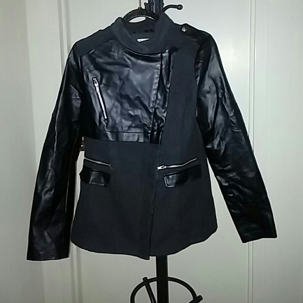 Biker Jacket Wool and Leather