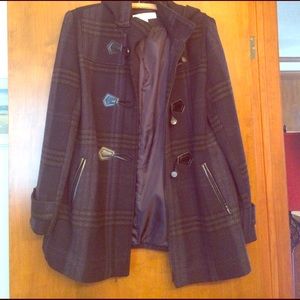 Navy plaid pea coat