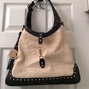 Black and Tan purse with gold studs