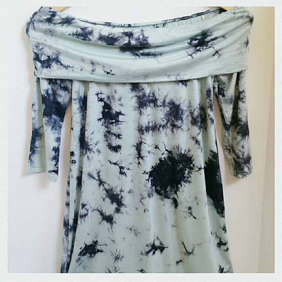 Mint Tie Dye Off Shoulder dress - Picture 2 of 4
