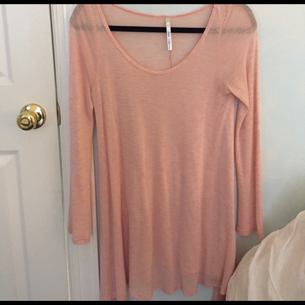 Orange/white striped tunic dress