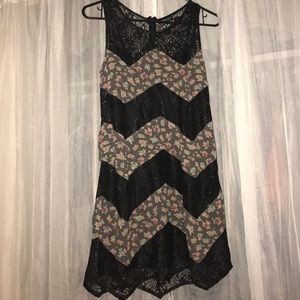 TOPSHOP floral and lace zig zag dress