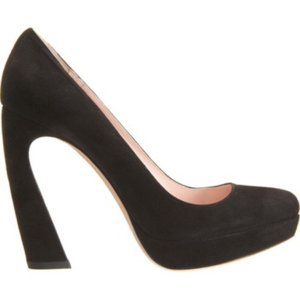Miu miu black suede curved heels