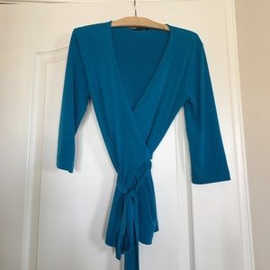 Teal wrap top
