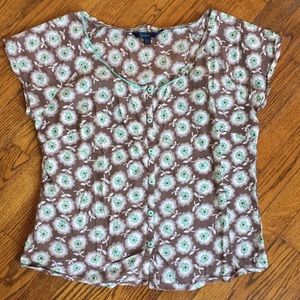 Boden brown and turquoise short sleeve shirt sz 12