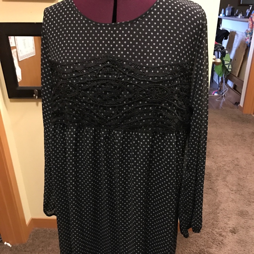 Beautiful semi sheer dress. Polka dot with lace.