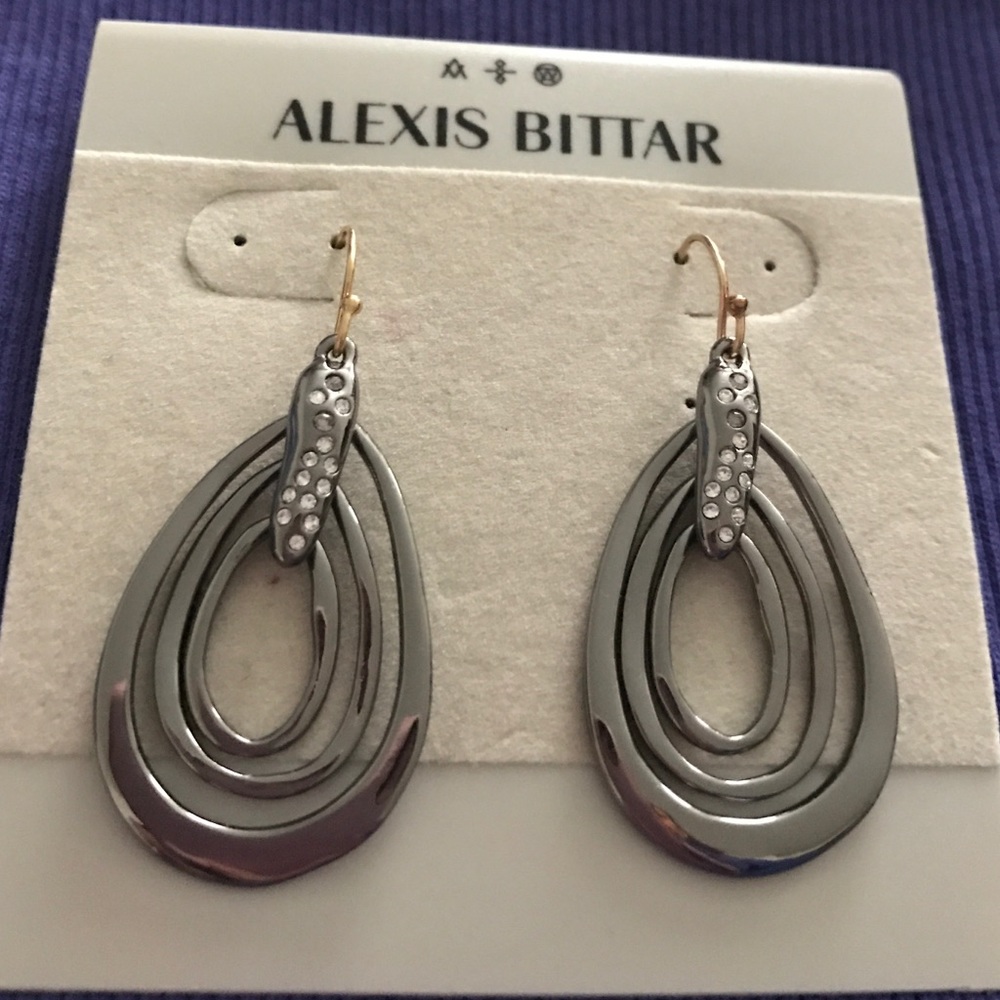 Alexis Bittar silver/crystal dangle drop earrings
