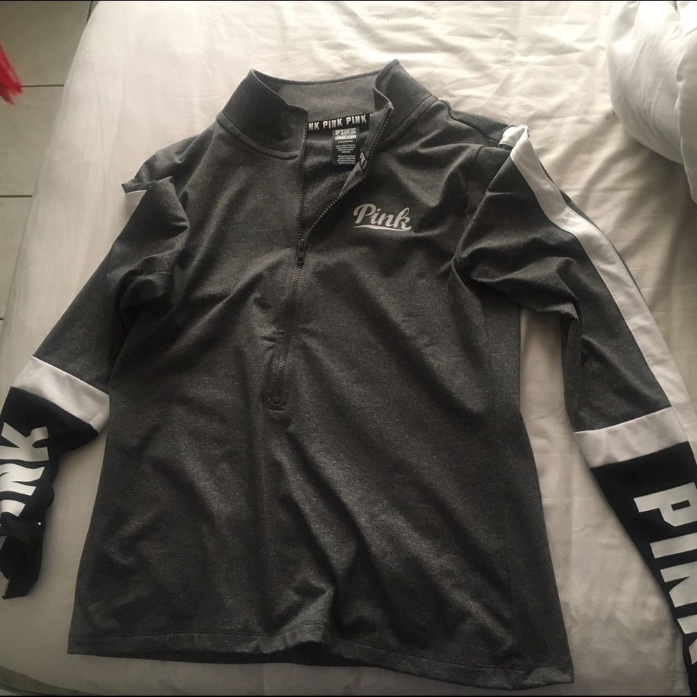 Black grey and white Pink half zip