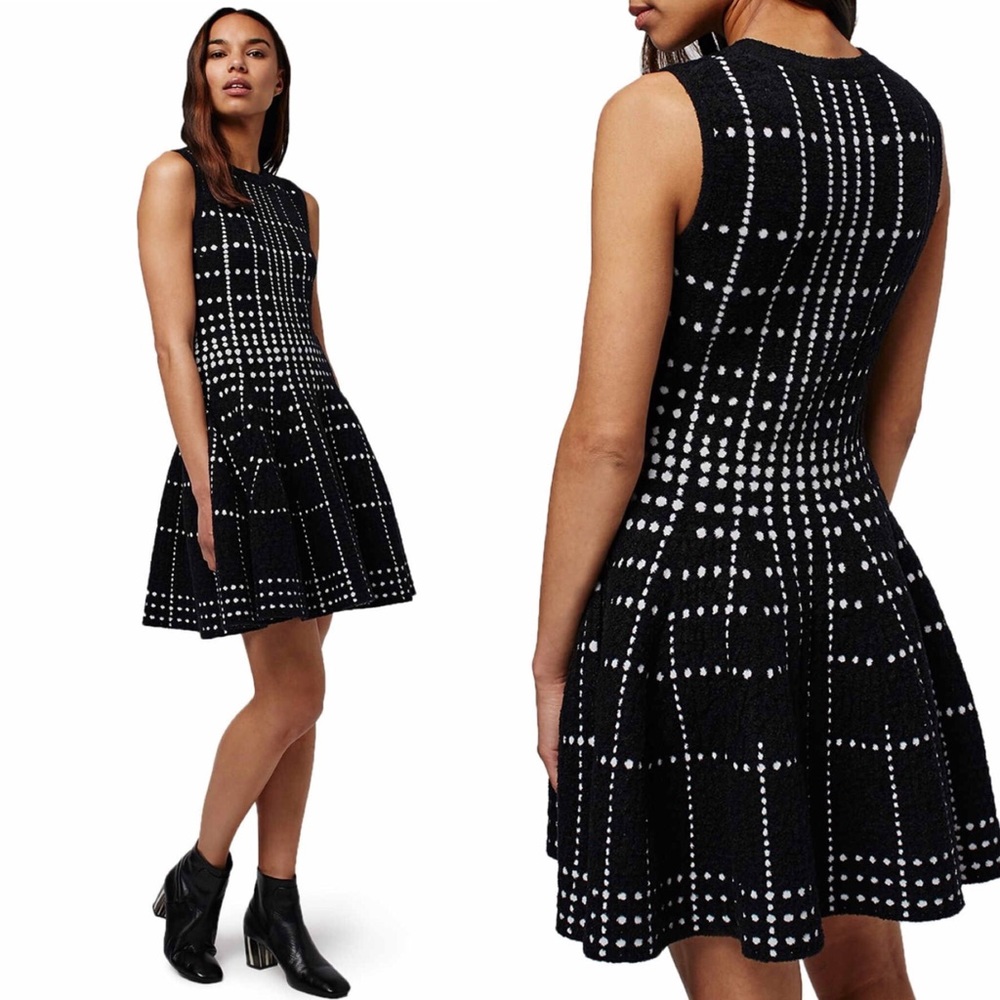 Dot Jacquard Fit & Flare Knit Topshop Dress