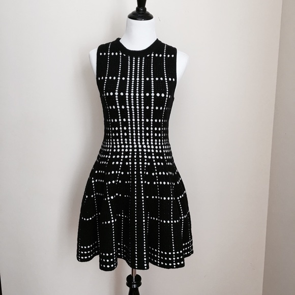 Dot Jacquard Fit & Flare Knit Topshop Dress - Picture 2 of 6