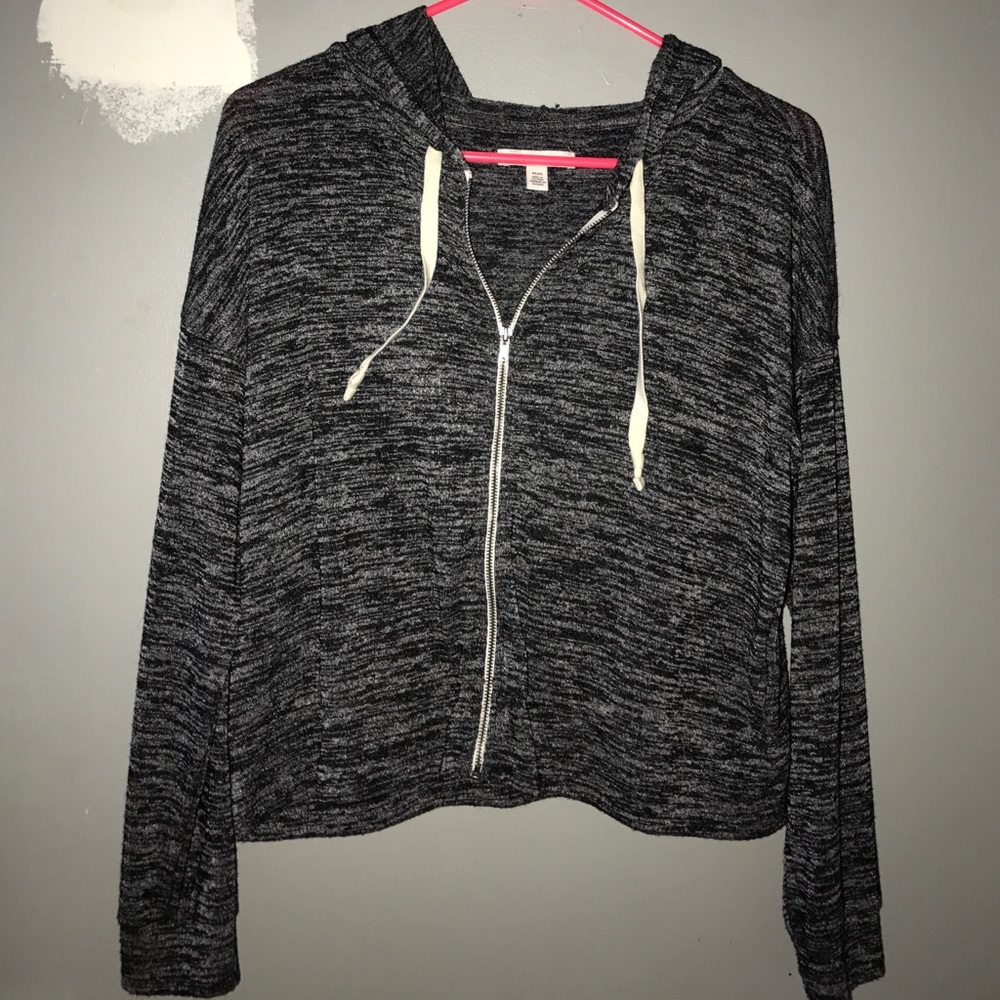 Black and grey zip up hoodie