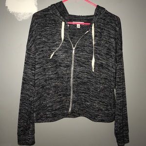 Black and grey zip up hoodie