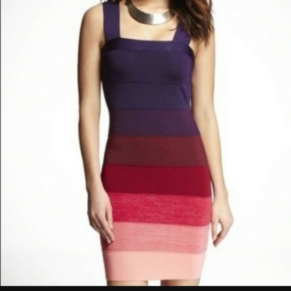 Express tight fitting striped dress