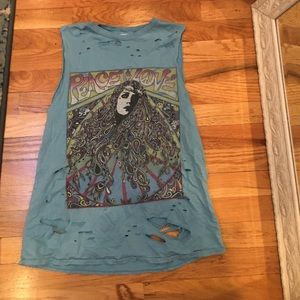 VINTAGE collectors item ripped blue tank
