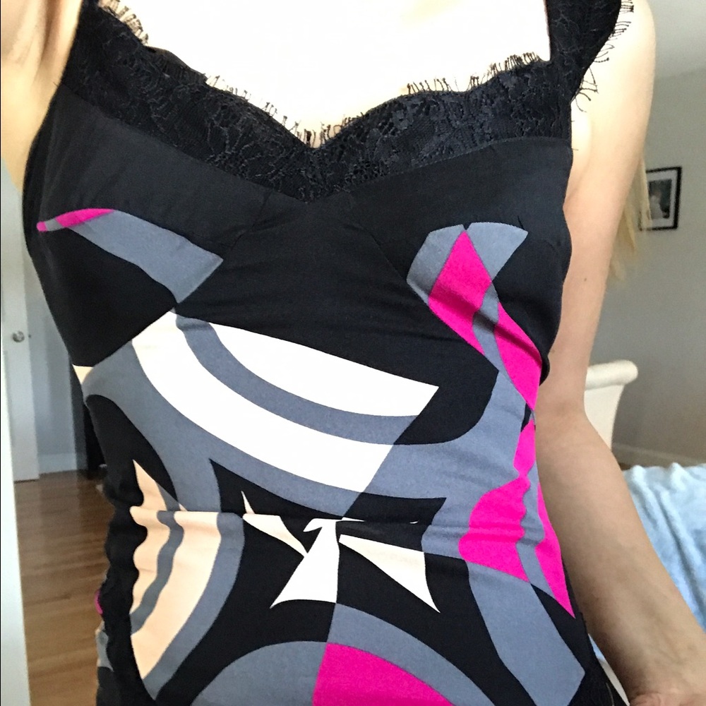 DVF print camisole with lace detail 4