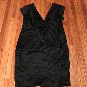 Black Silk plunging back Dress