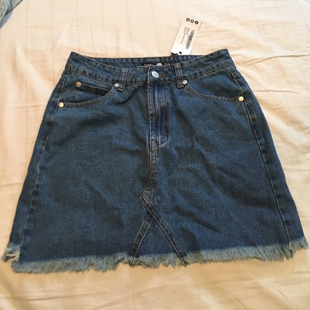 Denim fringe skirt