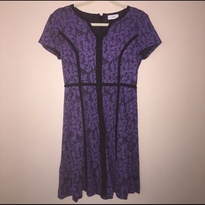LOFT Purple and Black floral print dress