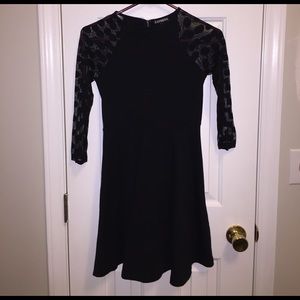 Black Express Polka Dot Skater Dress