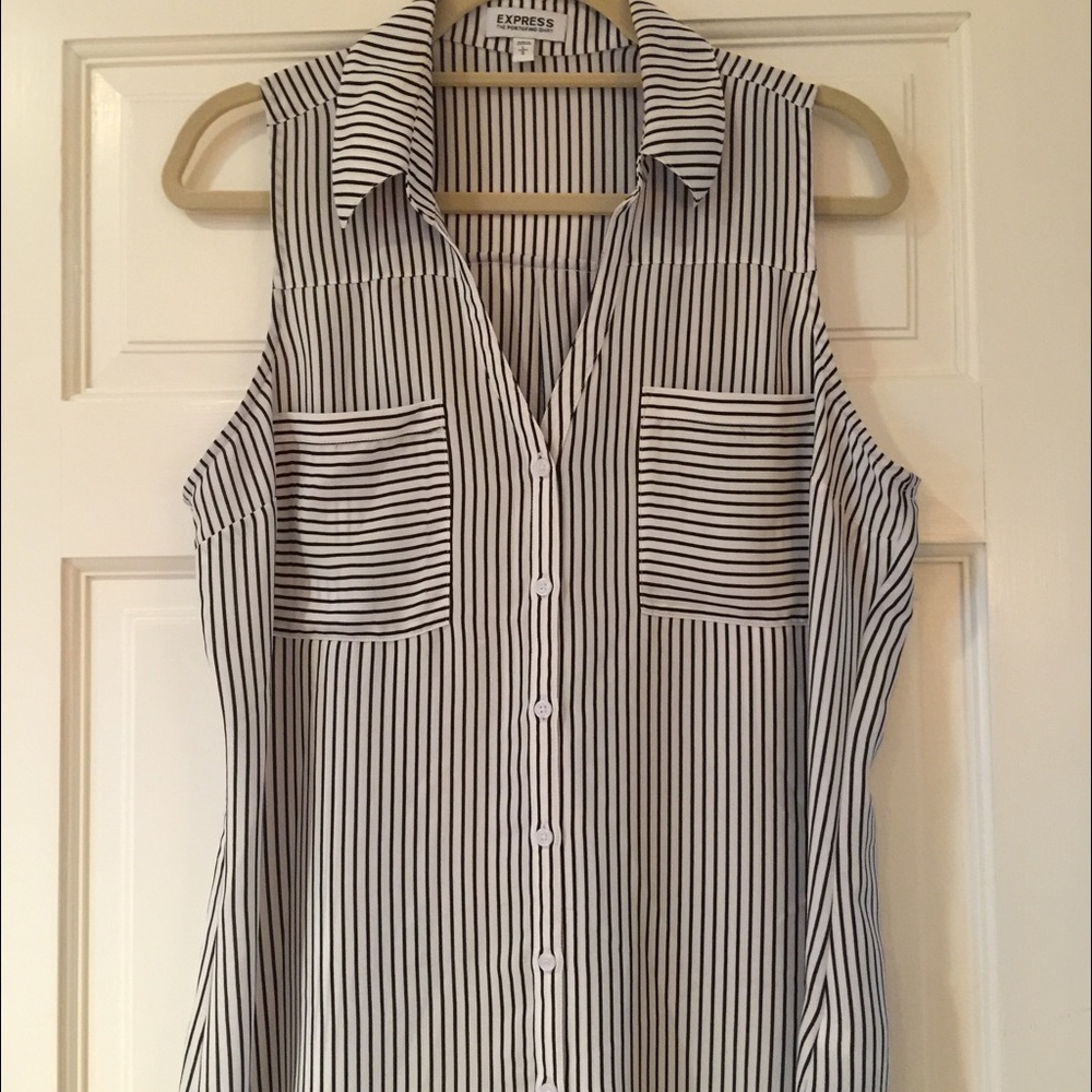 Express sleeveless portofino striped shirt